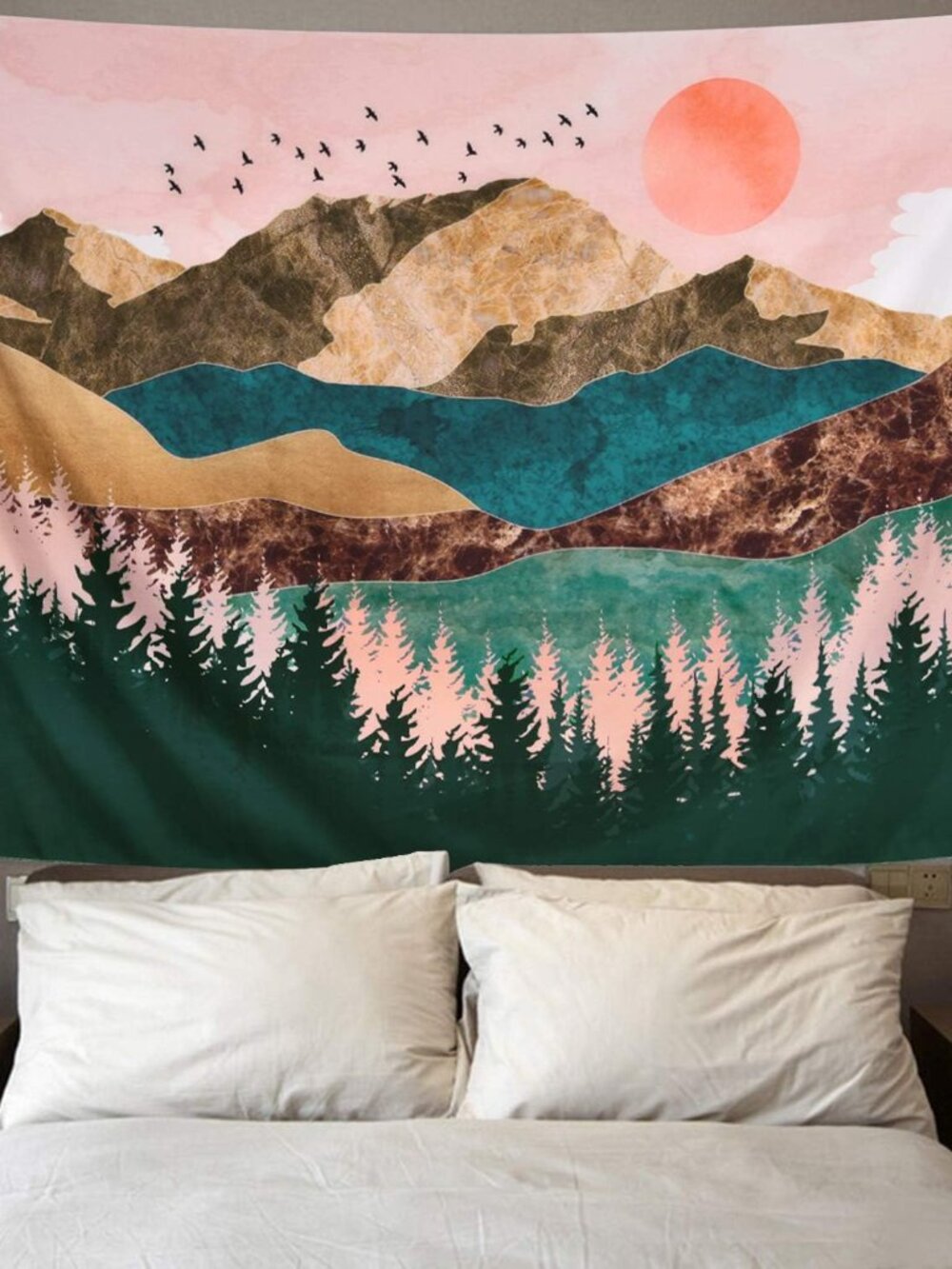 Mountain Tapestry Forest Tree Tapestries Sunset Nature Landscape Tapestry